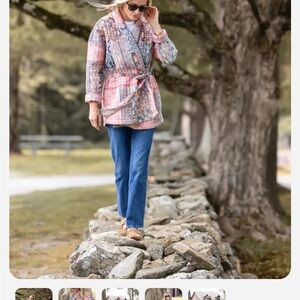 Julia Amory Hazel Wrap Jacket Large - Rose Kilim Patchwork